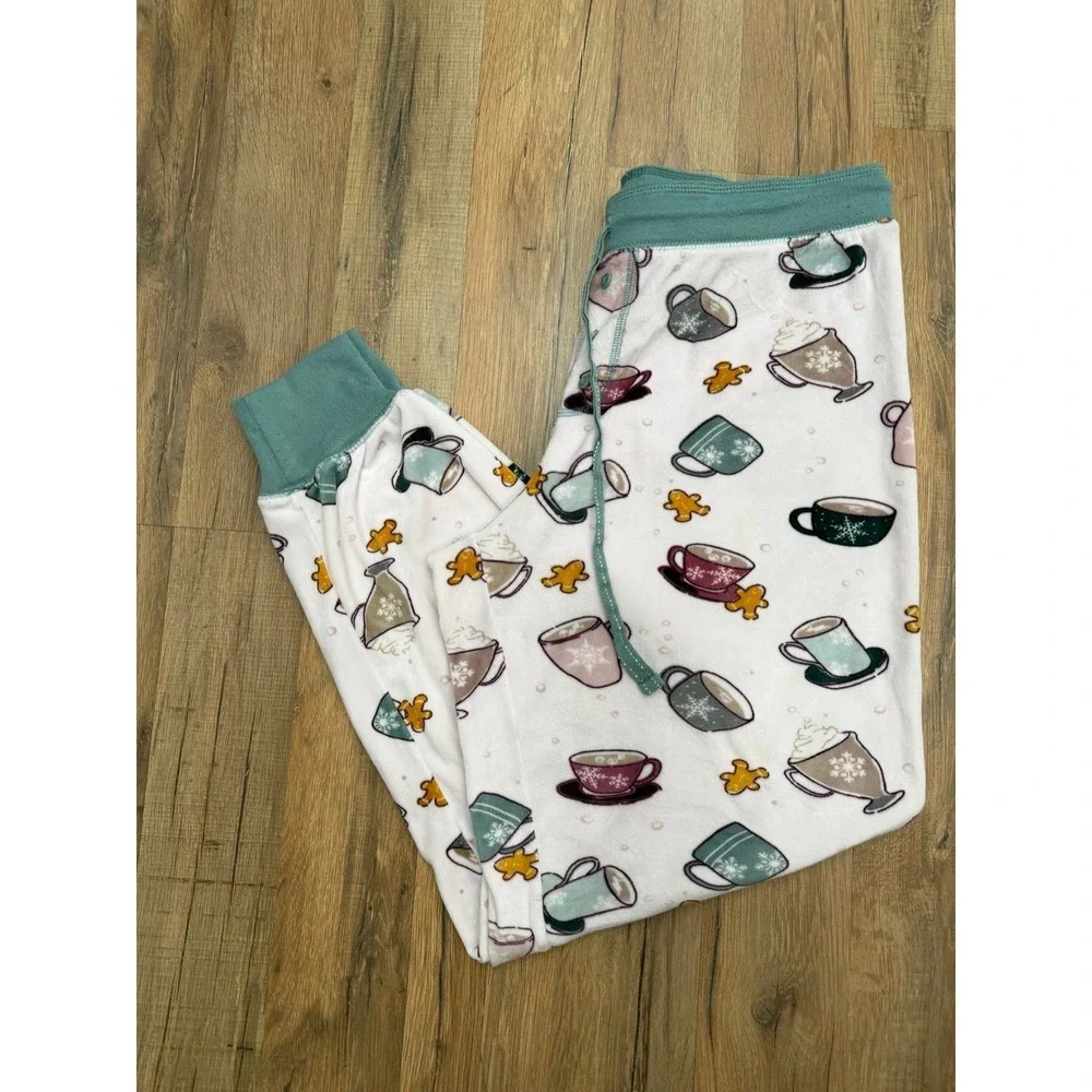 Secret Treasures Pajama Jogger Pants Hot Cocoa Gingerbread Winter Print M